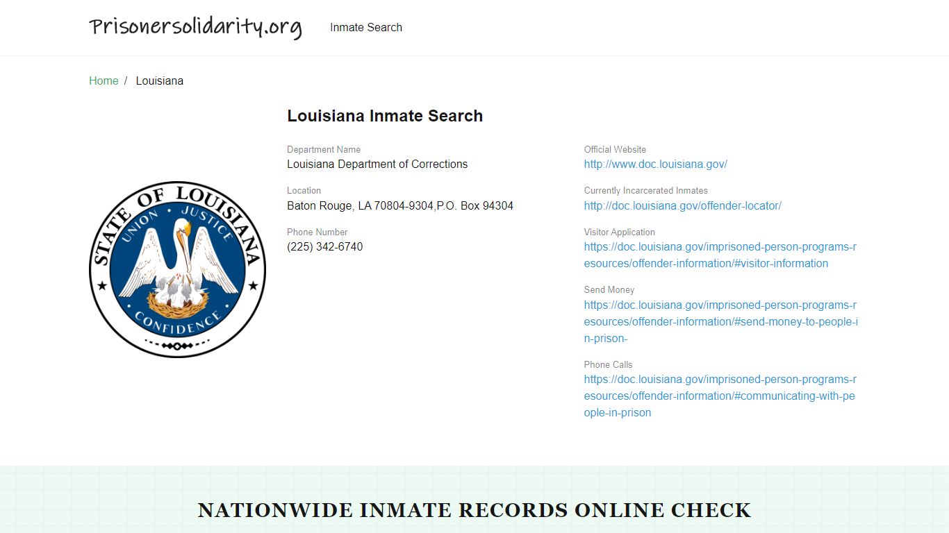 Louisiana Inmate Search – Louisiana Department of Corrections Offender ...